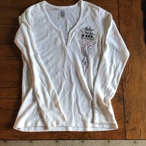 Harley-Davidson White Long Sleeve Shirt with Black Graphic